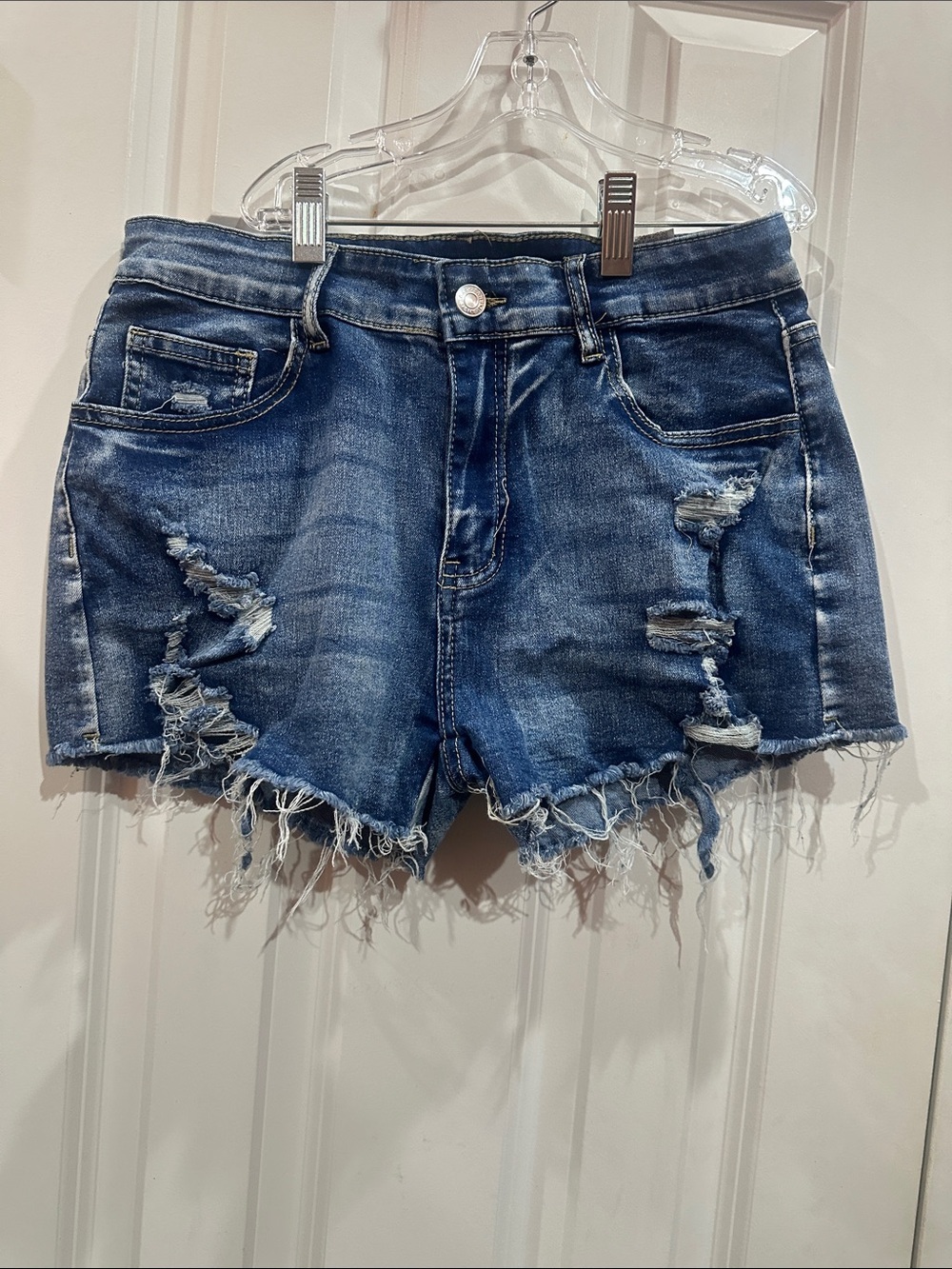 NWOT Women's Distressed Denim Shorts - Blue size L
